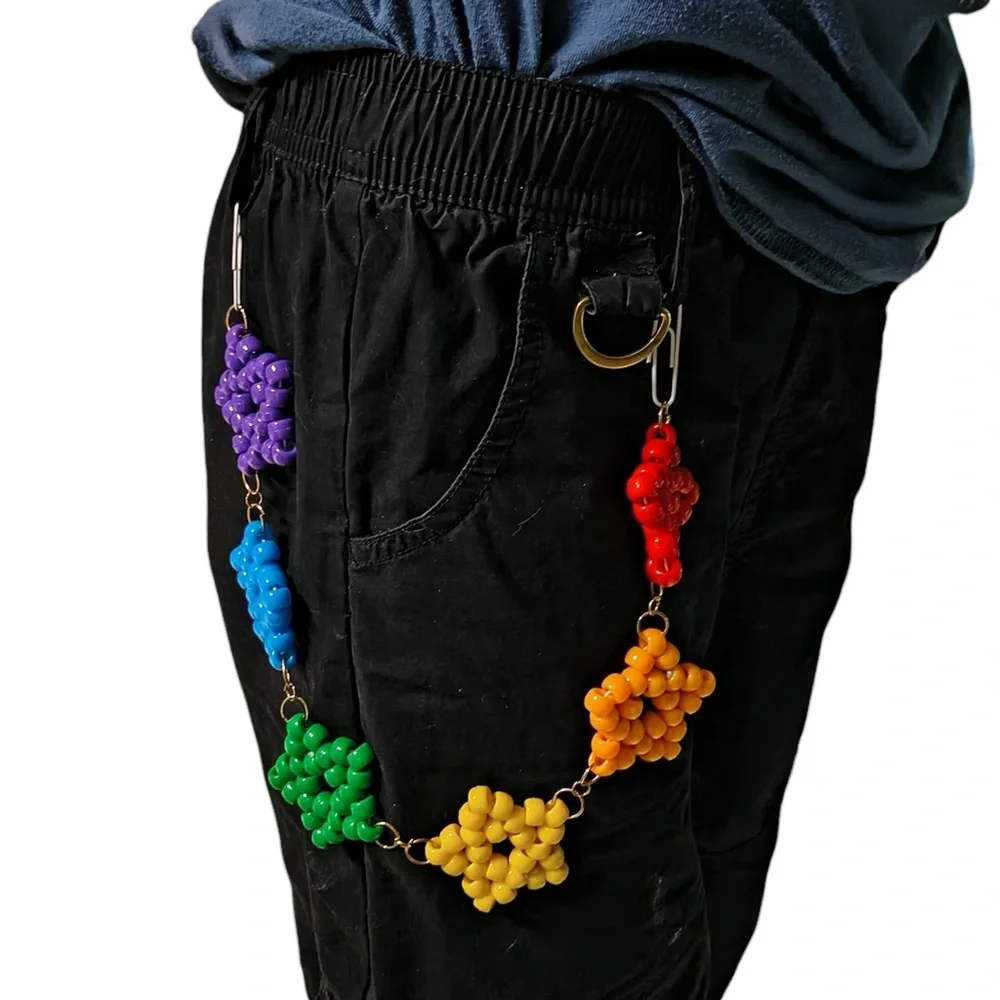 Rainbow Stars Kandi Bead Accessory Chain for Pants